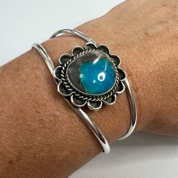 Vintage Navajo Blue Carico Lake Turquoise Bracelet - Picture 4 of 11